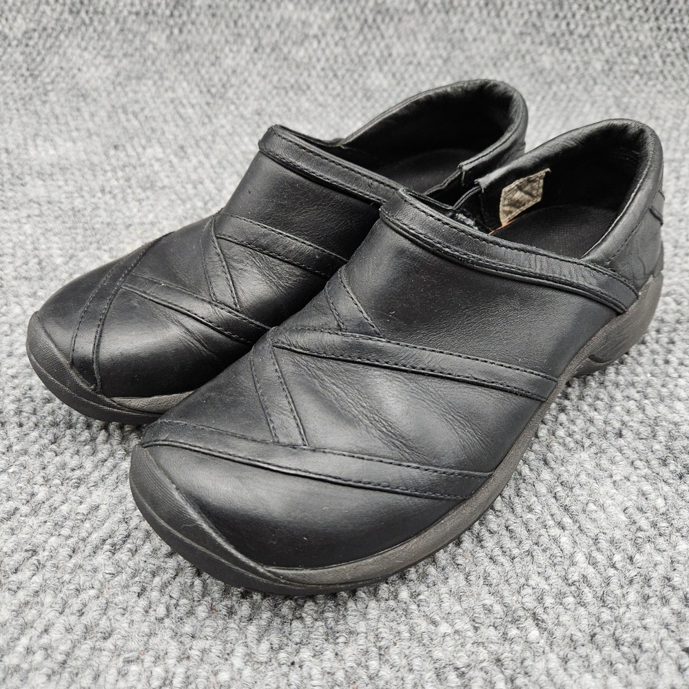 Merrell (Women's 6.5) Black Leather Clogs Encore Eclipse Slip On Comfort Shoes
